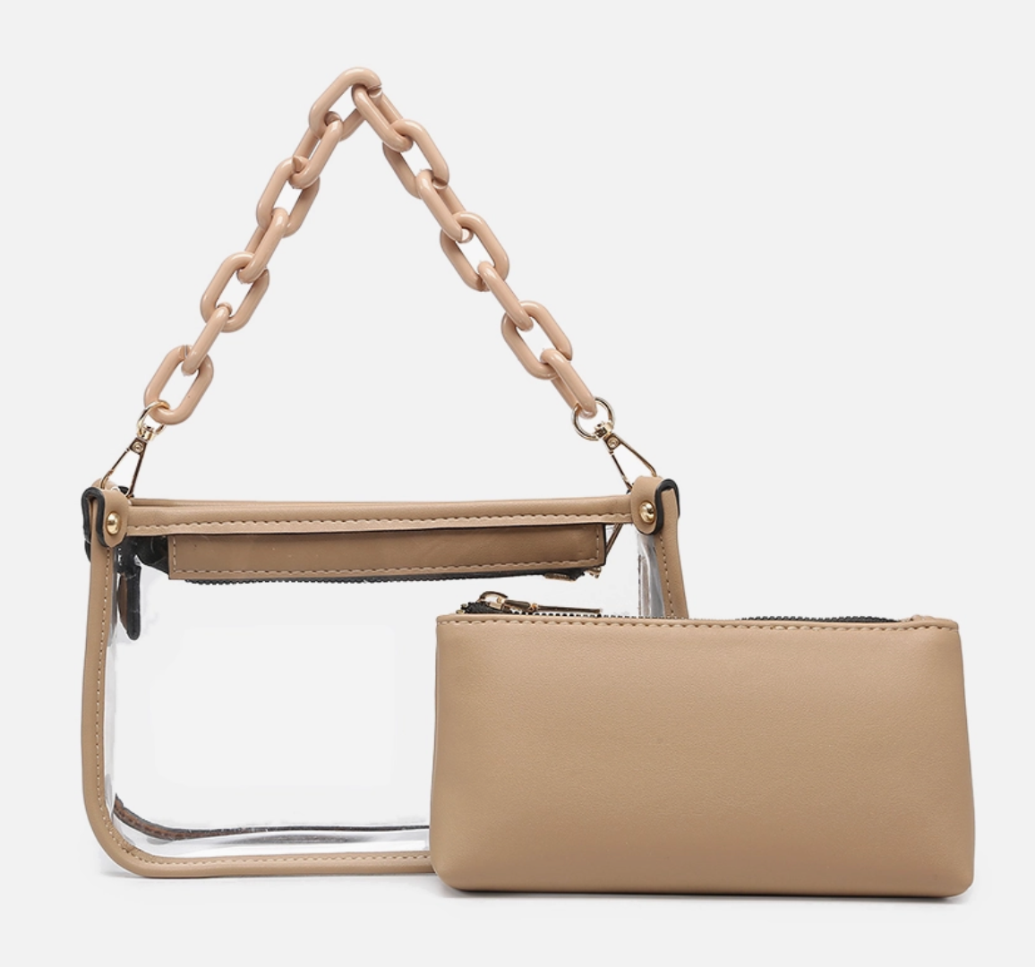 JC Jessica Stadium Clear Cross Body Bag TAUPE
