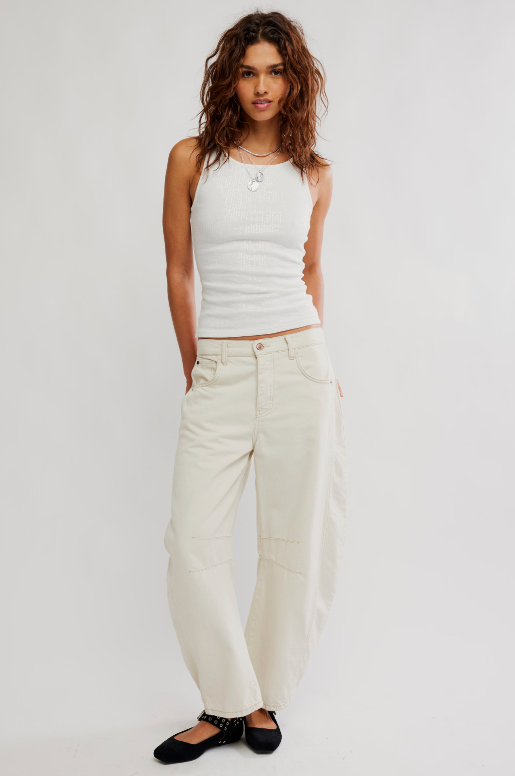 Free People Night Shine Tank - CLEAN IVORY