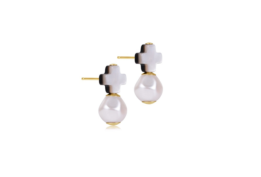 EN Signature Cross MOP - Black Tahitian Stud - CLASSIC PEARL
