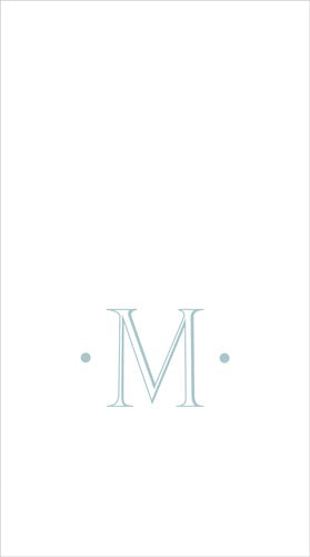 Caspari Antique Initial Boxed Linen Guest Towel ROBIN'S EGG - M