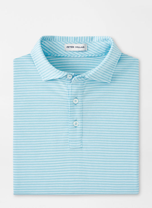 Peter Millar Crown Comfort Cotton Polo Triple Stripe - MINT BLUE