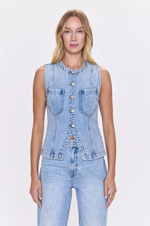 PI Gia Fitted Collarless Vest GAZE