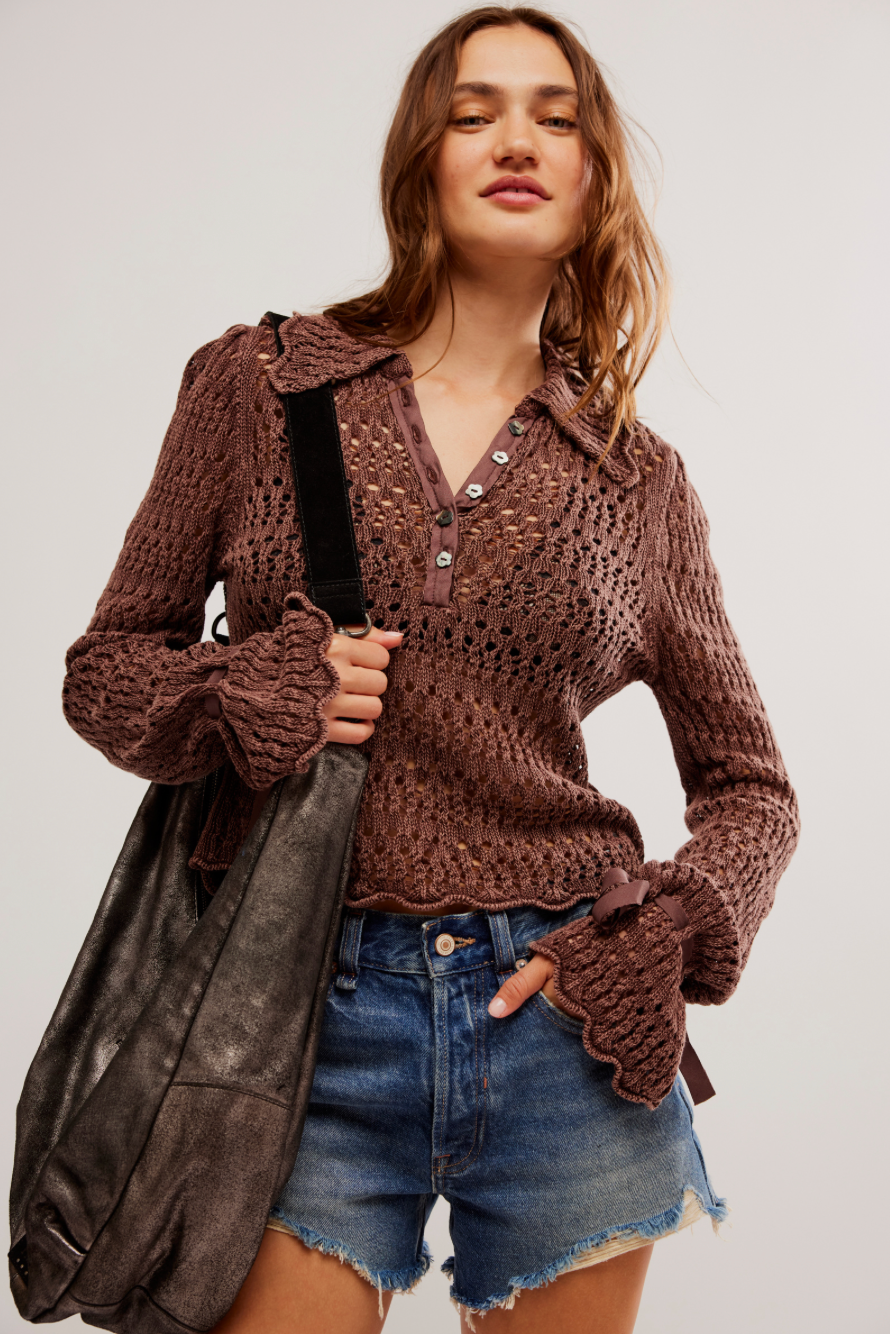 FP Pointelle Pullover CHICORY COFFEE