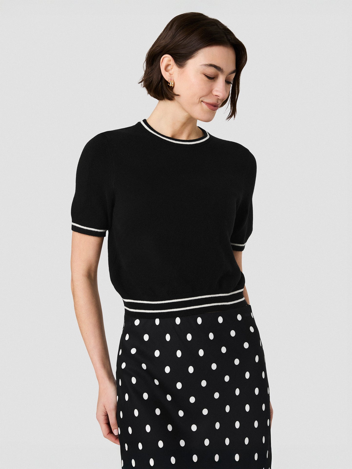 FC Babysoft SS Rib Stripe Top BLACK PORCELAIN