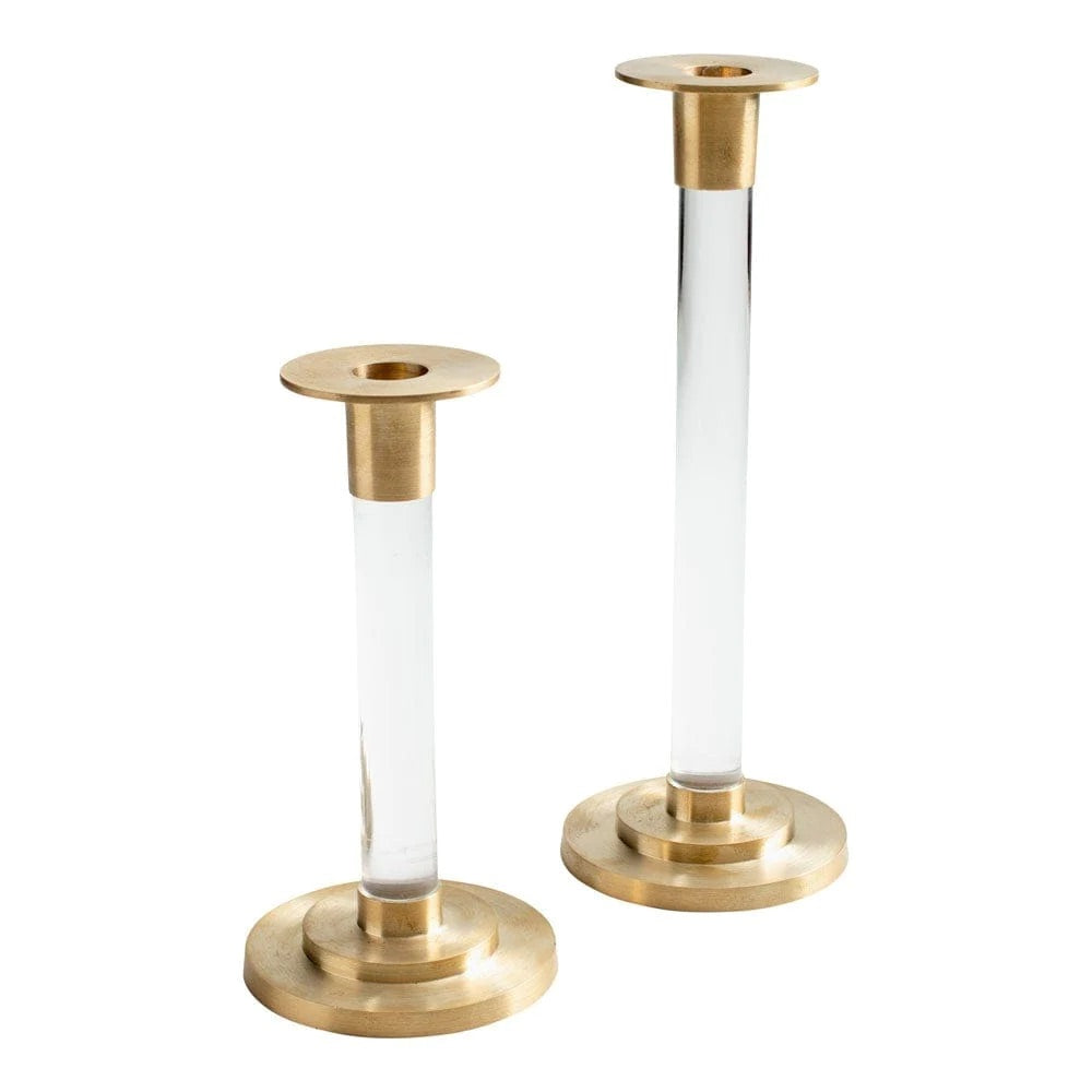 Caspari Candlestick CLEAR/BRASS - SMALL 7"
