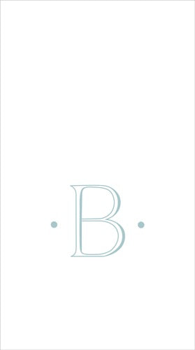 Caspari Antique Initial Boxed Linen Guest Towel ROBIN'S EGG - B