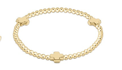 EN Signature Cross 3mm Gold Bracelet - GOLD