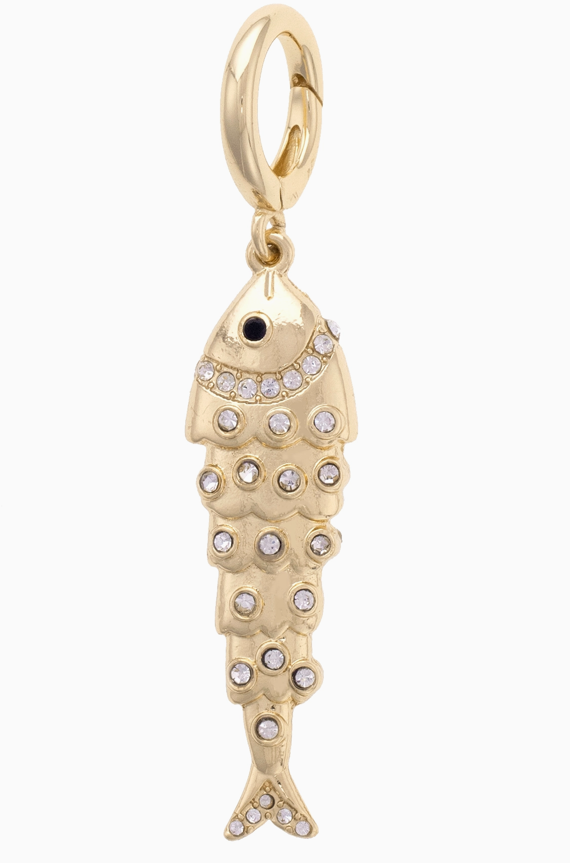 CS Pave Sardine Shiny Gold Pendant Charm