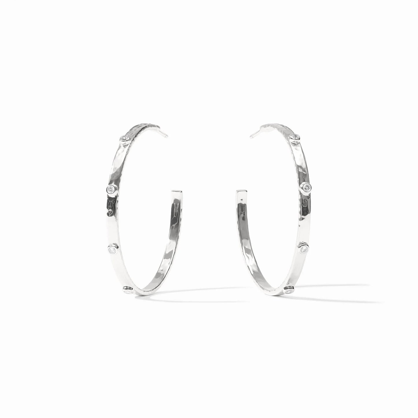 JV Crescent Stone Hoop SILVER/CUBIC ZIRCONIA - XL