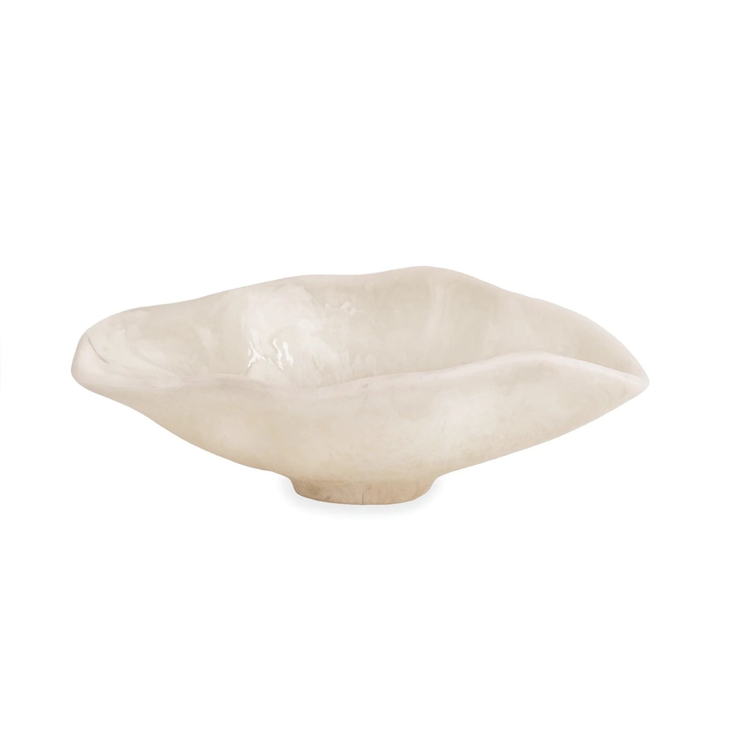 BB Resin Alabaster Small Oval Bowl WHITE SWIRL