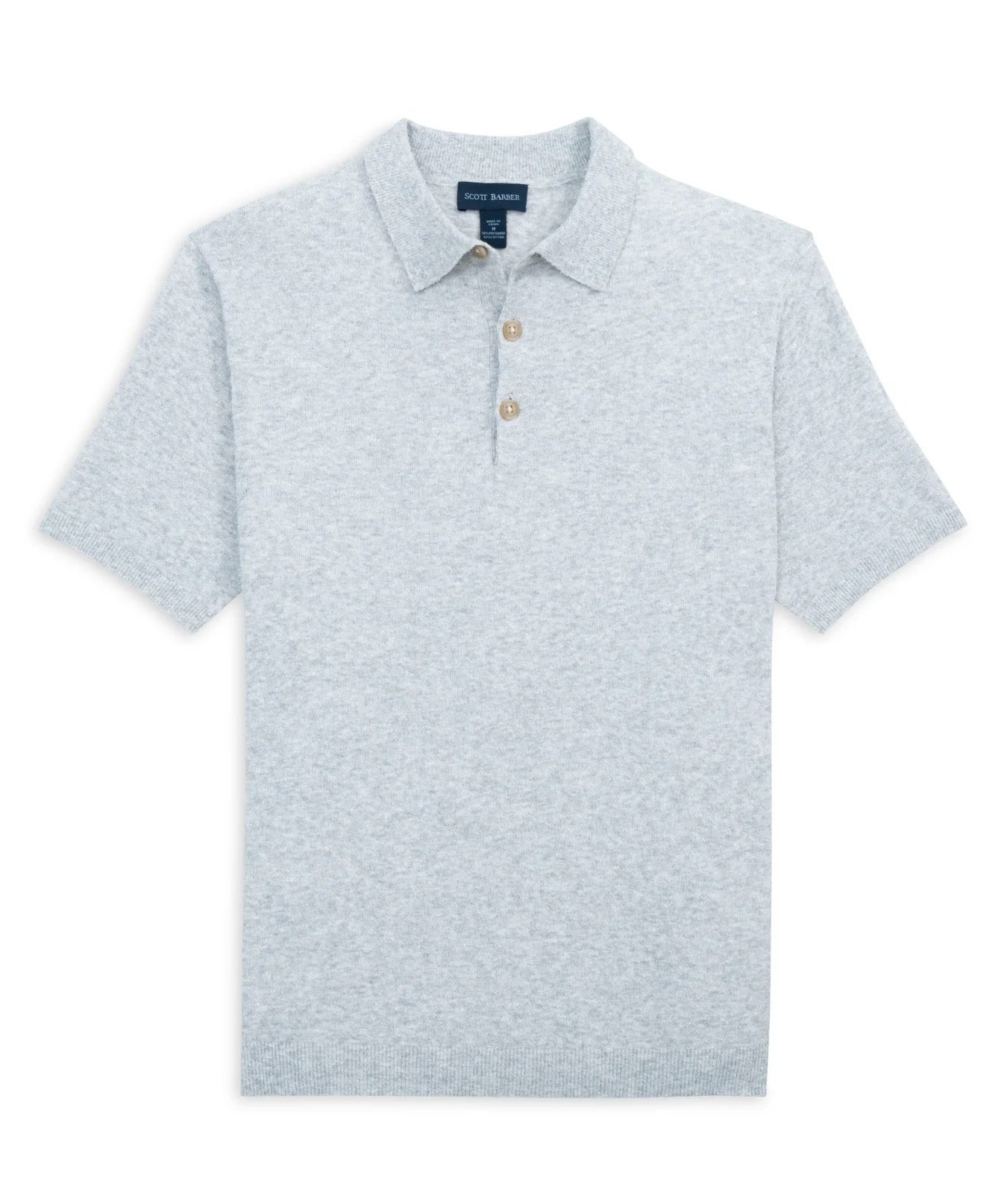 SCB Fine Gauge Boucle Knit Polo 12gg SILVER