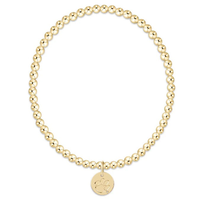 eCOLLEGIATE Classic Gold 3mm Bracelet - Clemson Disc