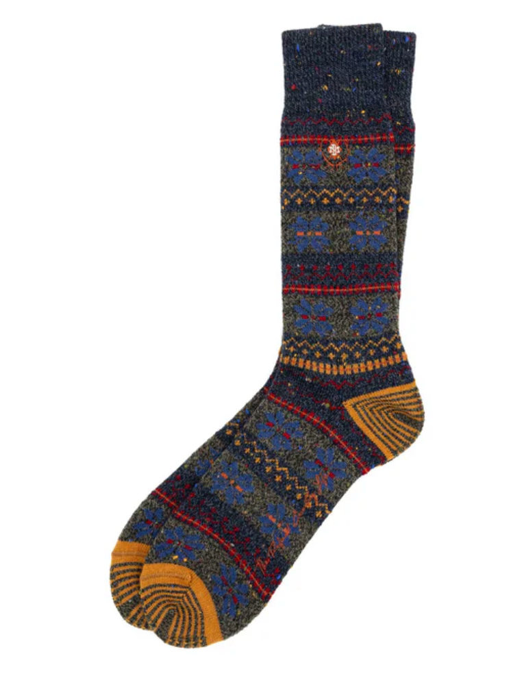 MD Fairisle Alpaca Socks NAVY