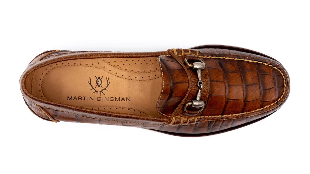 All American Hand Finished Alligator Grain Bit Loafers - CHESTNUT