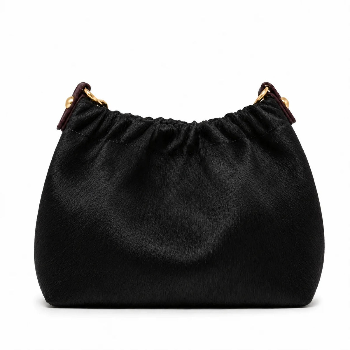 GF Leather & Cowhide Clutch and Crossbody Bag BLACK