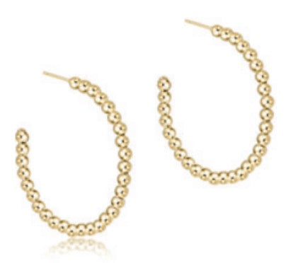 EN Beaded Classic 1.25" Post Hoop - 3mm Gold