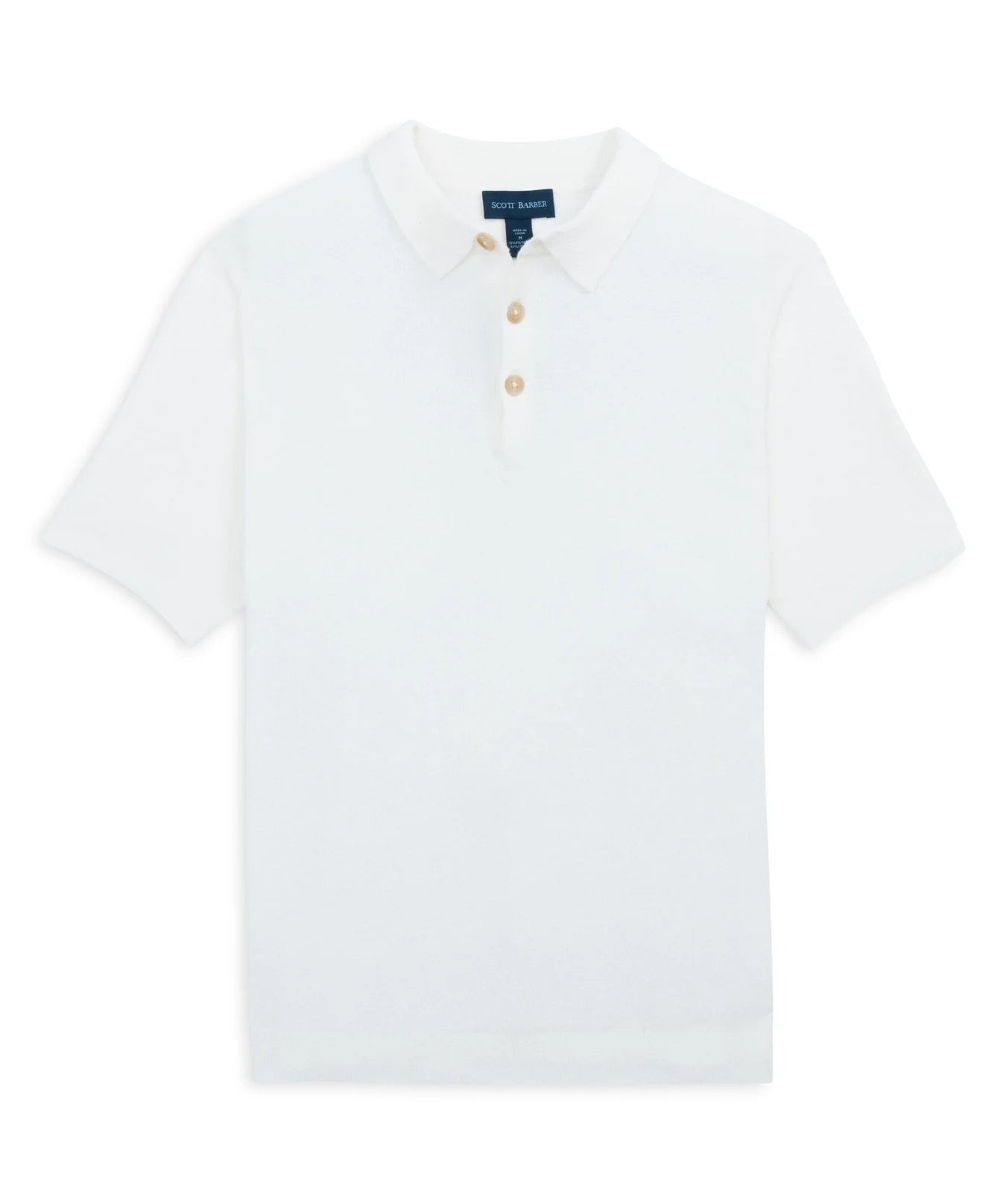 SCB Fine Gauge Boucle Knit Polo 12gg WHITE