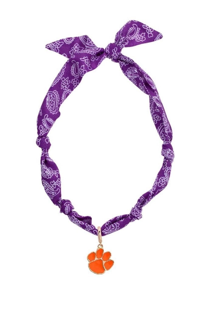 Canvas Style Clemson Tigers Logo Bandana Scarf Necklace - PURPLE