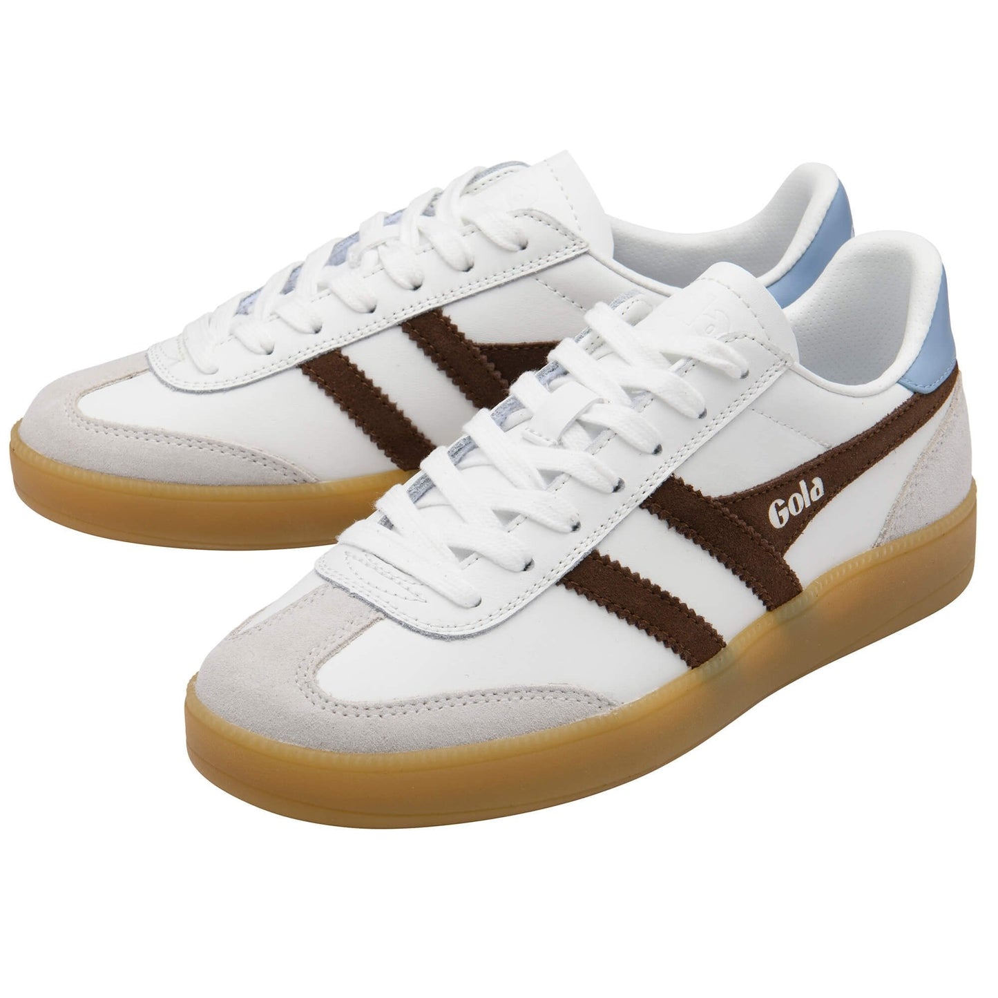 GOLA Women's Viper Leather Sneakers - WHITE/DARK BROWN/AIR/GUM