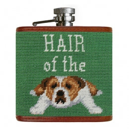 Smathers & Branson Hair of the Dog Needlepoint Flask - SAGE