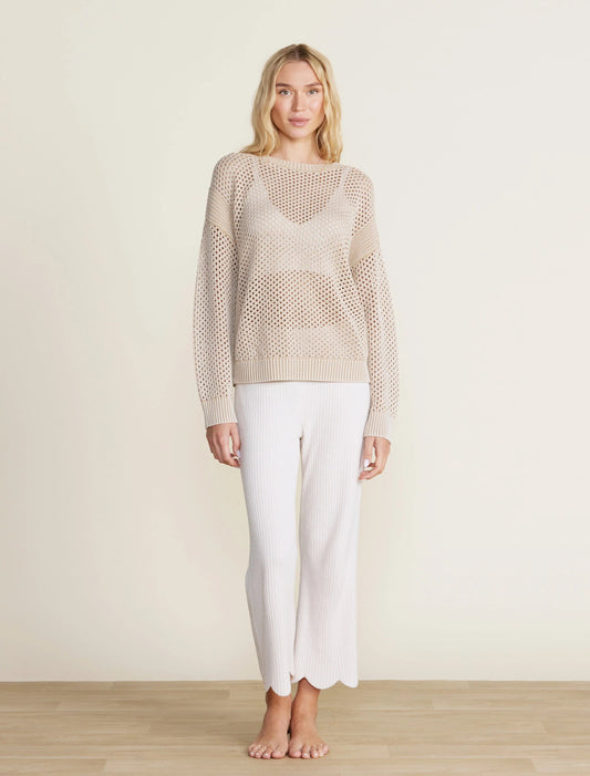 Barefoot Dreams Sunbleached Open Stitch Pullover - STONE