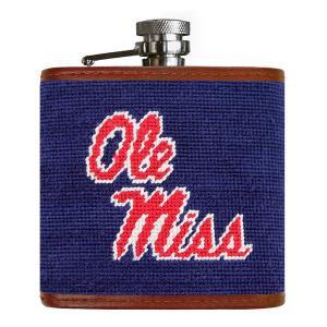 Smathers & Branson Ole Miss Needlepoint Flask - DARK NAVY