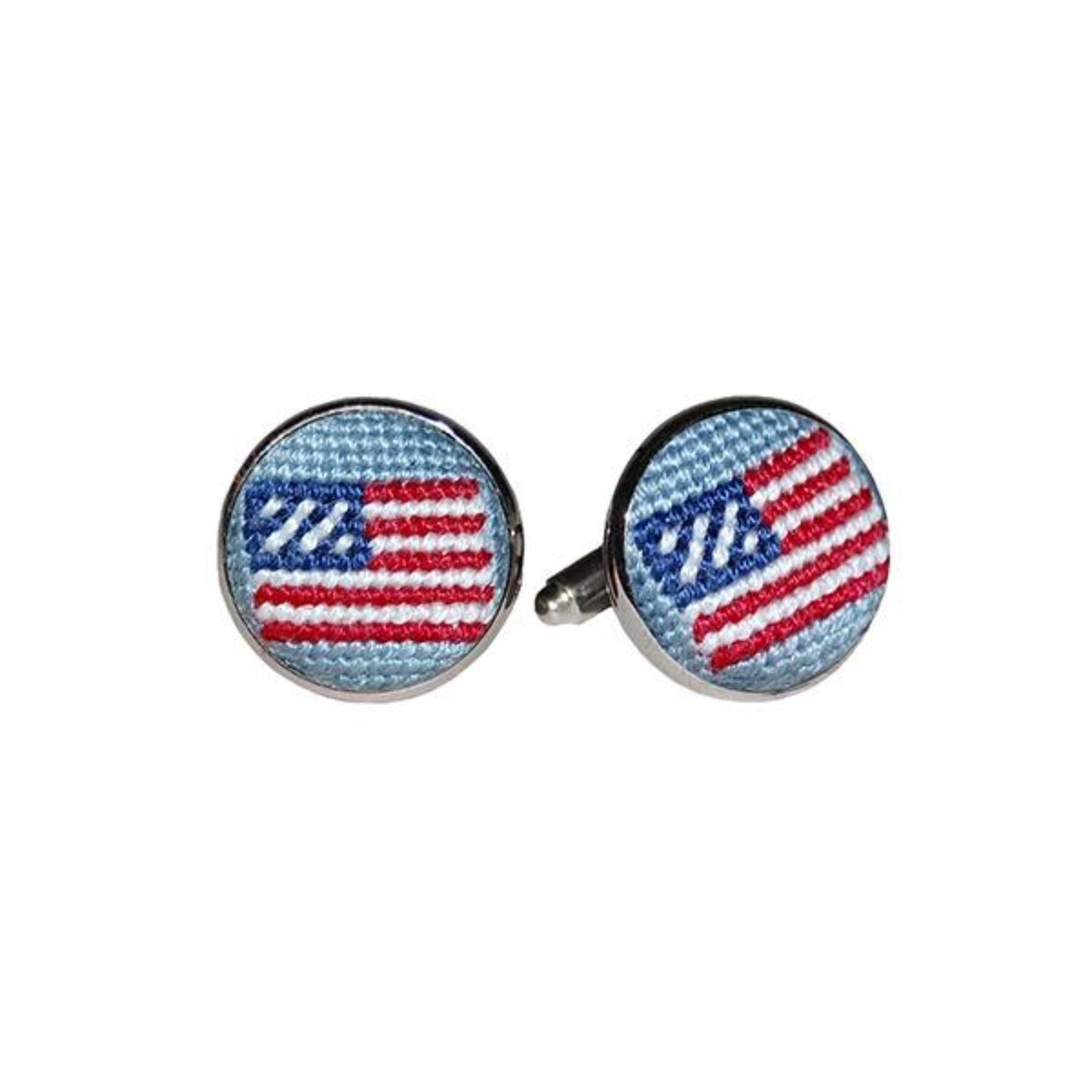 Smathers & Branson American Flag Needlepoint Cufflinks - Antique Blue