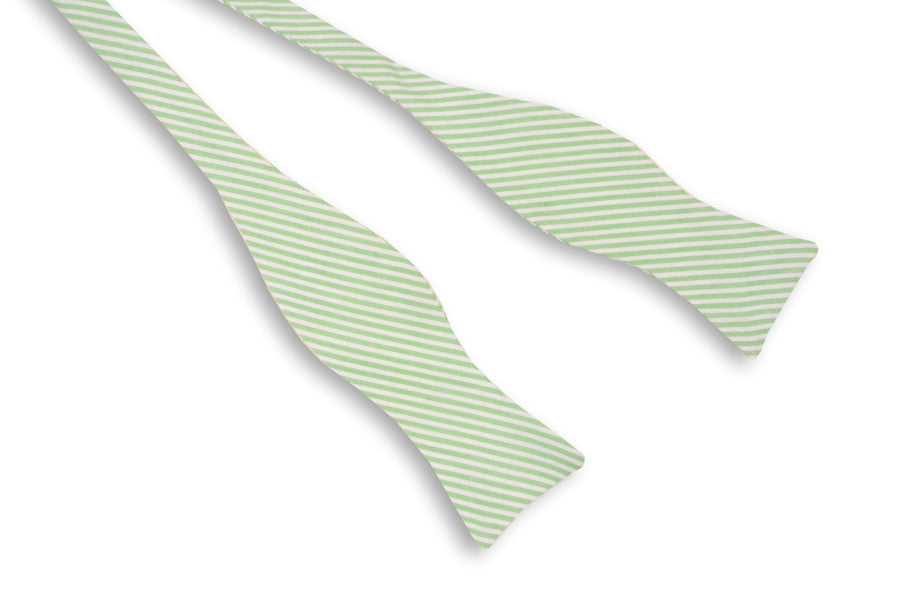 High Cotton Mint Green Seersucker Stripe Bow Tie