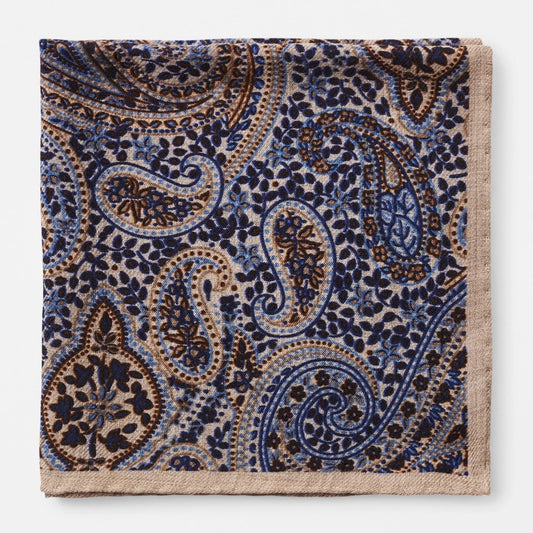 Peter Millar Small Paisley Floral Pocket Square - Almond