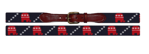 Smathers & Branson Republican Needlepoint Belt - NAVY