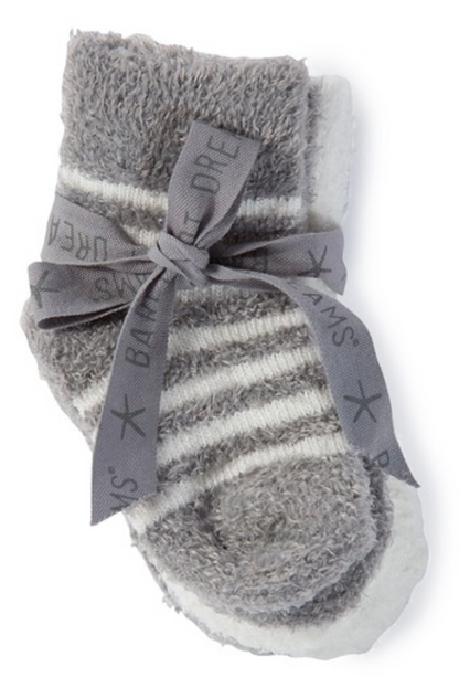 Barefoot Dreams Cozychic Lite Infant Socks 3 pack - Pewter and Pearl