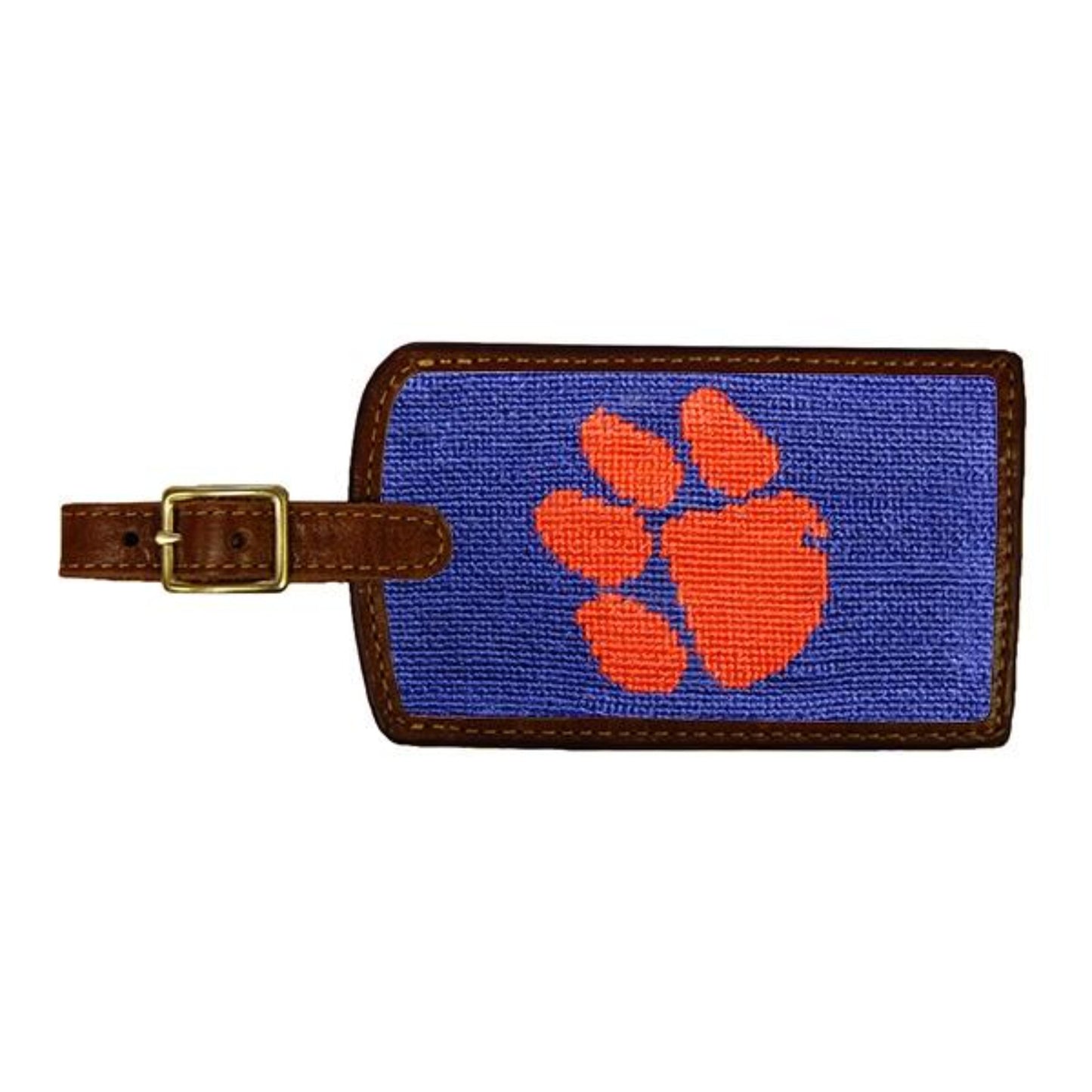 Smathers & Branson Clemson Needlepoint Luggage Tag - PURPLE