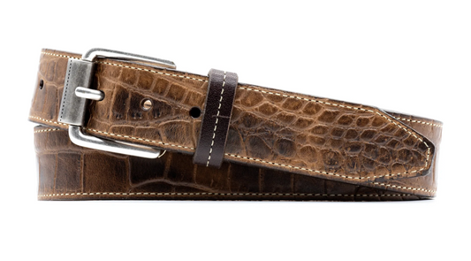 Martin Dingman Montana Alligator Grain Italian Saddle Leather Belt 41670 - MOCHA