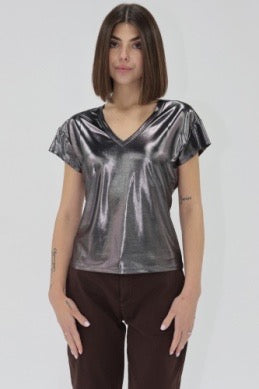 Another Love Lumi Knit Top - METALLIC BLACK