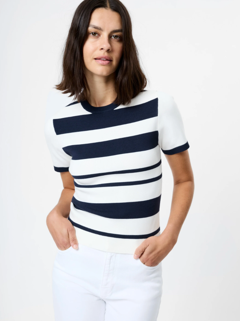 FC Maxime Knit Stripe SS Top SUMMER WHITE/MARINE