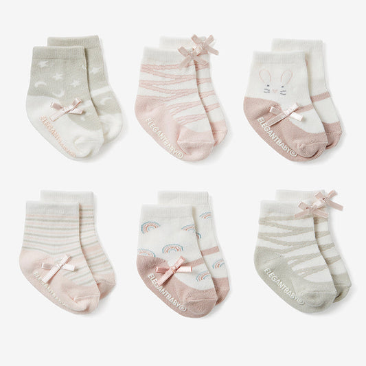 EB Sock Set of 6 MARYJANE PINK - 0-12M