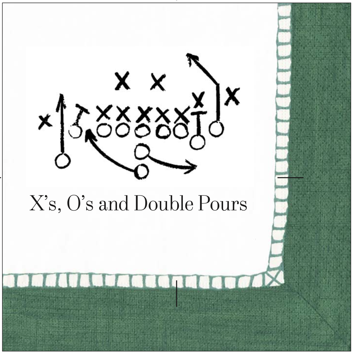 CAS X's, O's and Double Pours Cocktail Napkin LINEN EMERALD