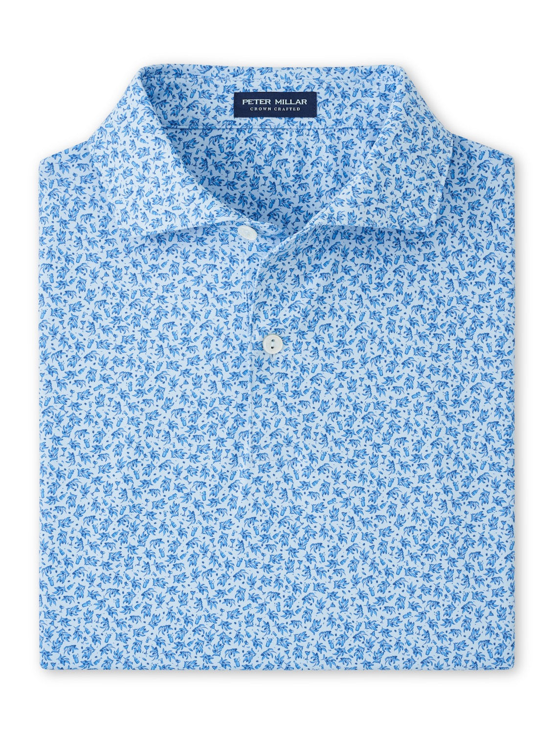 Peter Millar Crown Crafted Olive Grove Performance Jersey Polo - BLUE FROST