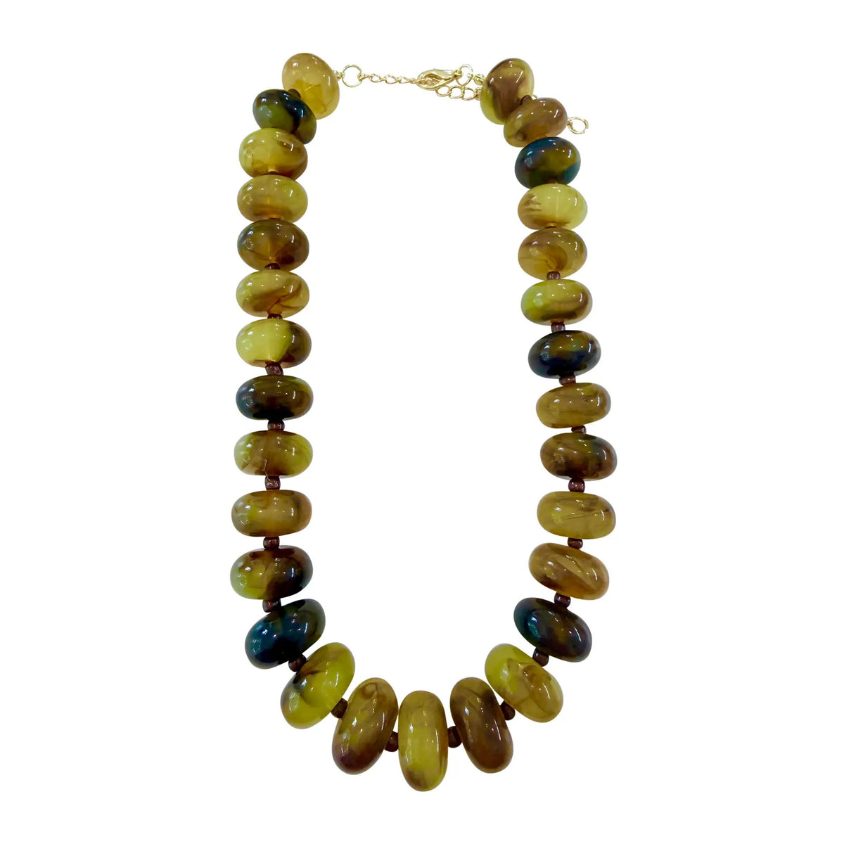 GE Angie Beaded Necklace CHARTREUSEBROWN MIX