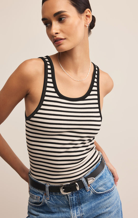 ZS Classic Striped Scoop Tank BLACK