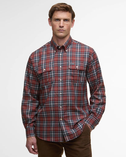 Barbour Saldon Thermo Weave Checked Shirt - FIRED BRICK