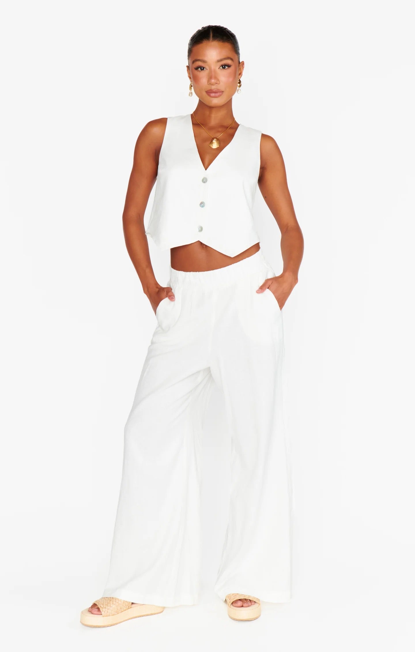 Show Me Your MuMu Vicky Vest Top WHITE LINEN