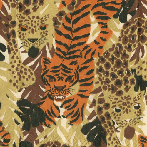 Caspari Wild Cats Cocktail Napkin - MULTI