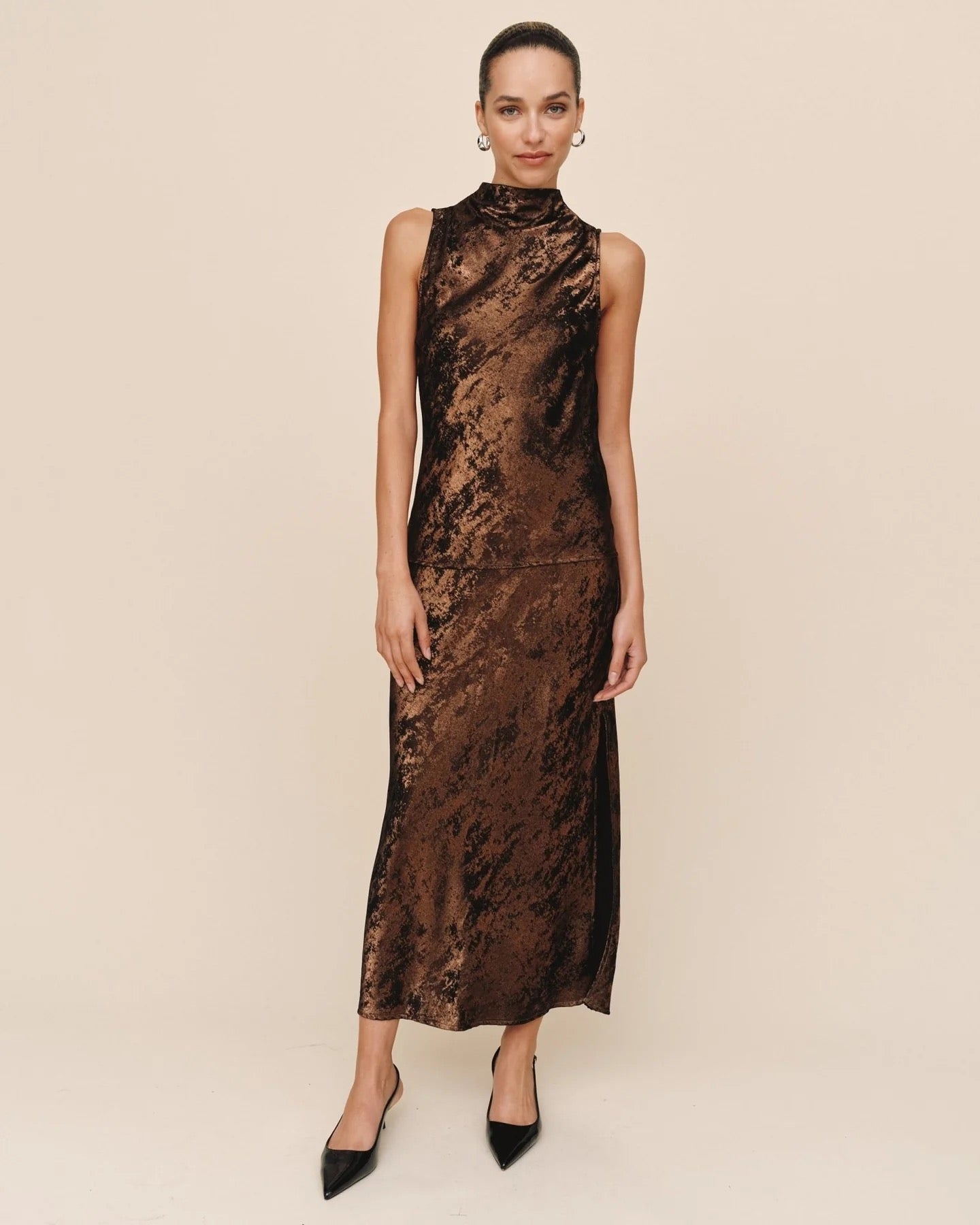 Bella Dahl Cowl Neck Bias Top - BRONZE