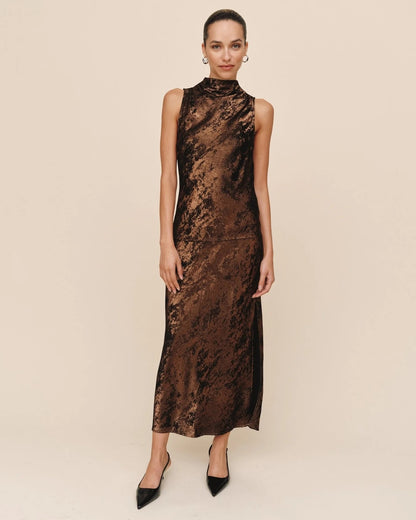 Bella Dahl Cowl Neck Bias Top - BRONZE