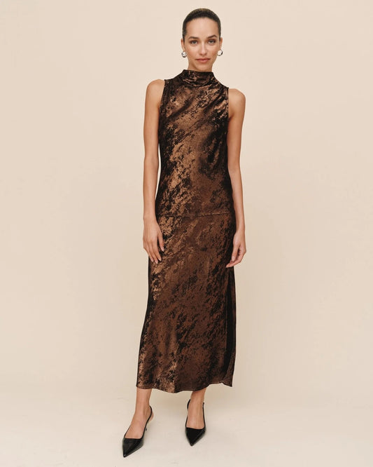 Bella Dahl Cowl Neck Bias Top - BRONZE