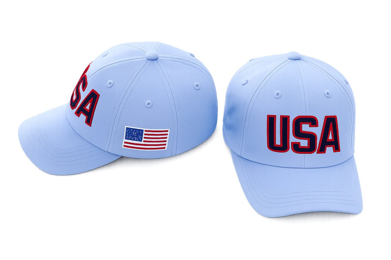 LL USA Embroidered Baseball Hat CAROLINA BLUE