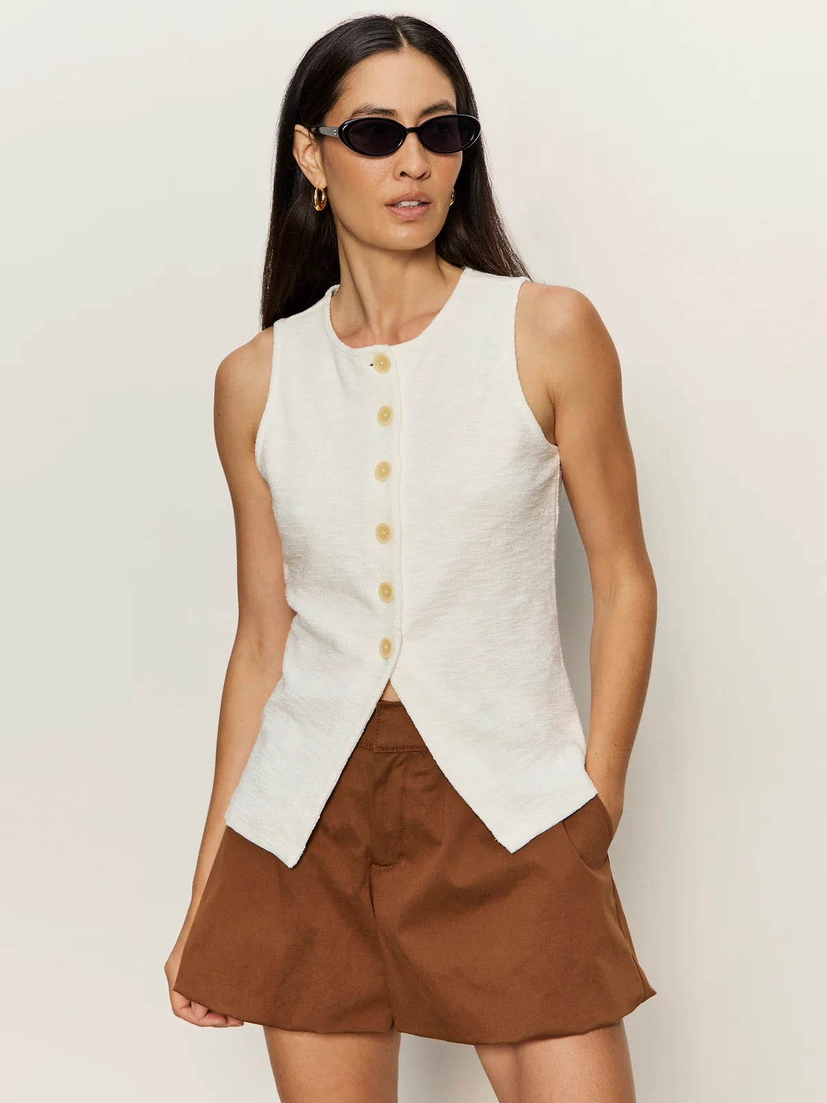 SA Nothing Extra Knit Vest CHALK
