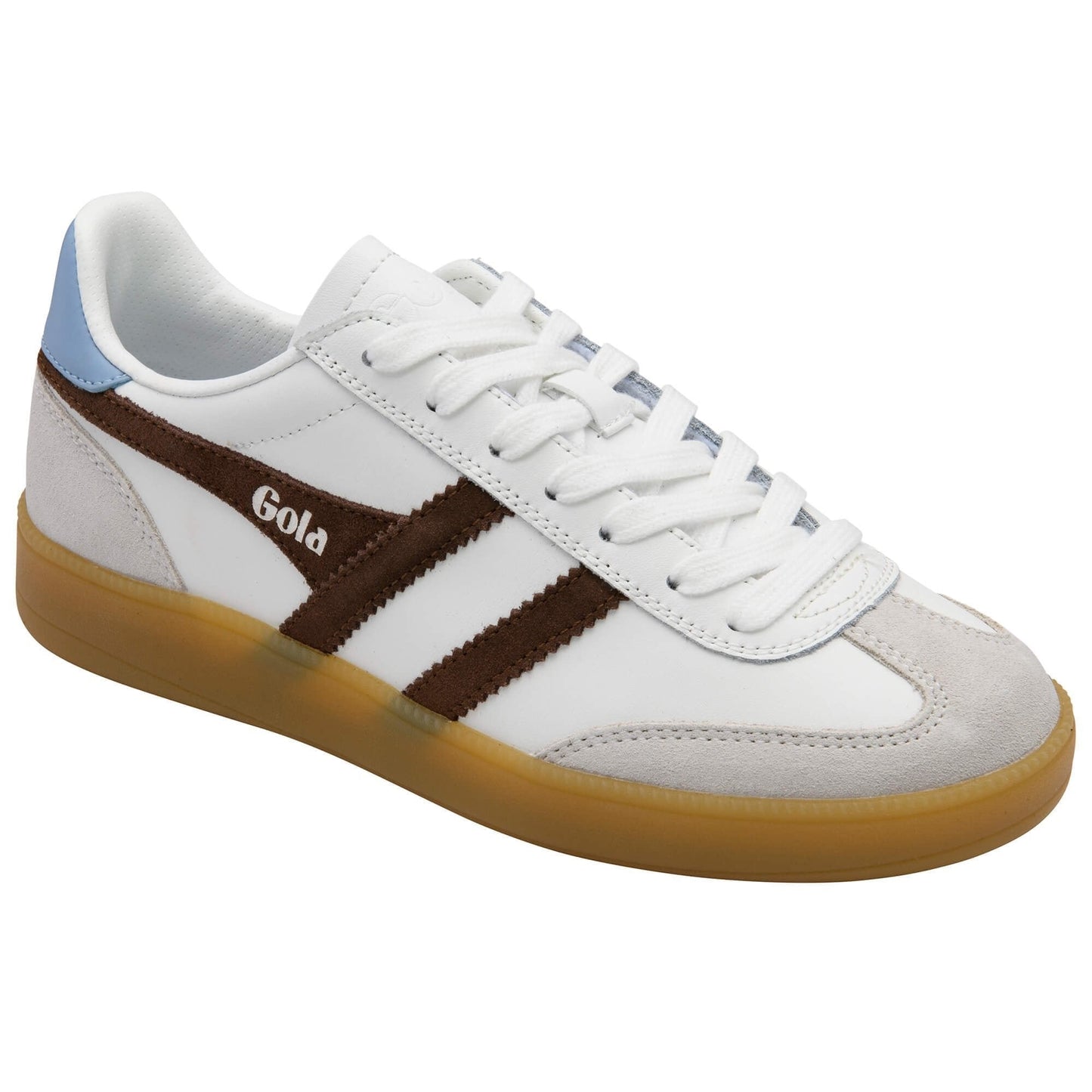 GOLA Women's Viper Leather Sneakers - WHITE/DARK BROWN/AIR/GUM