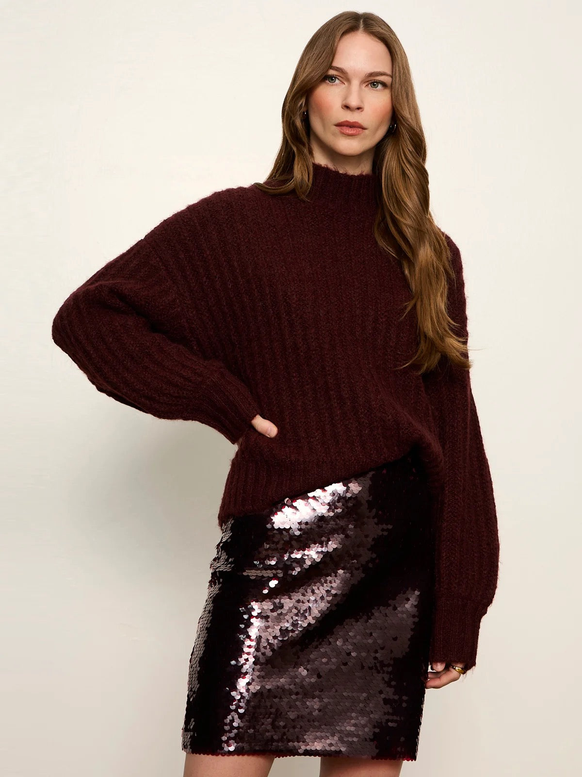SA Kacy Ribbed Sweater BORDEAUX